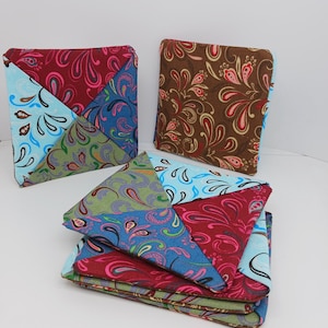 Folded Patchwork Coasters for Mug or Glass Set of 6 Country Colors