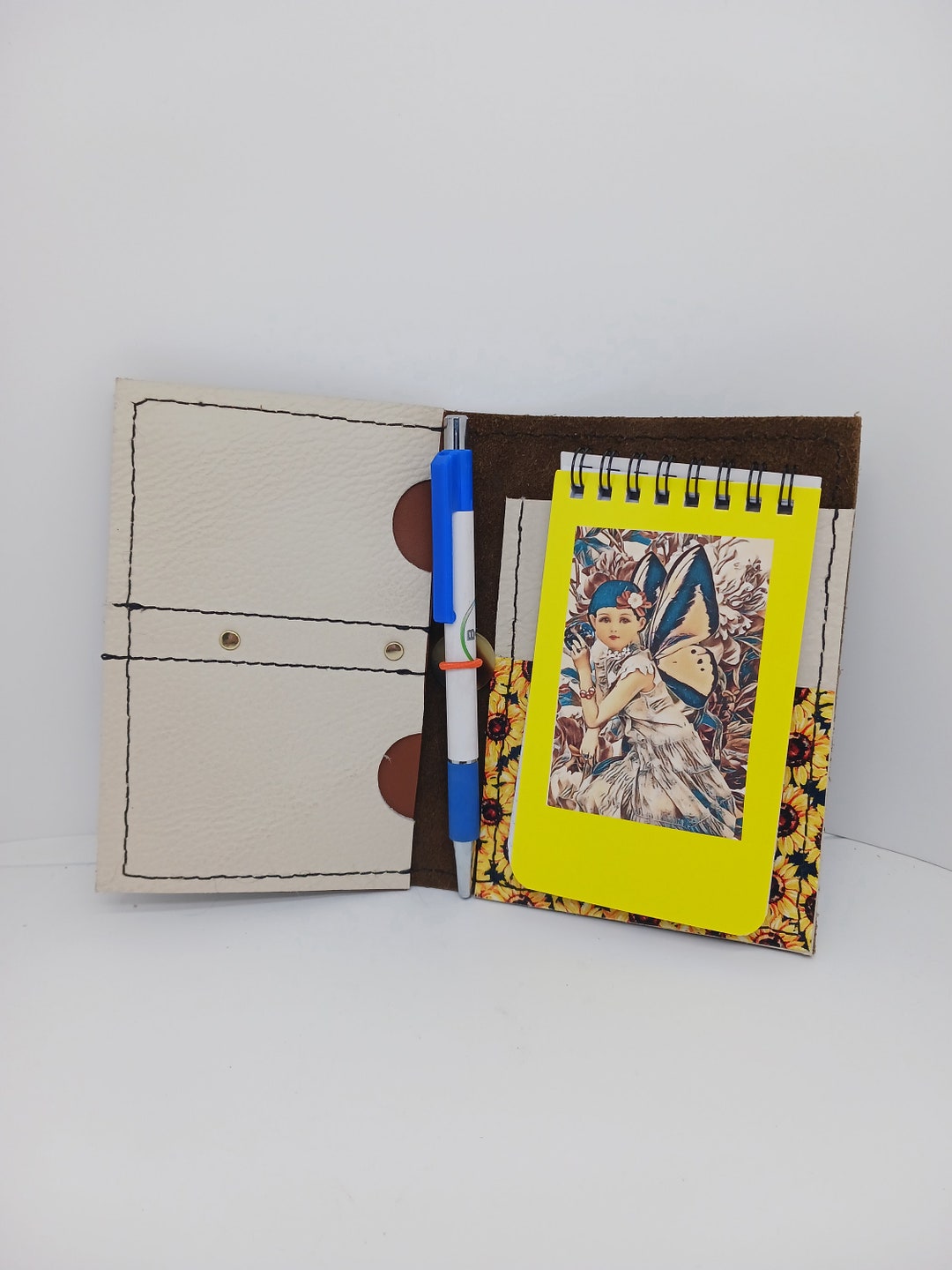 Handmade Leather and Vinyl Passport Size Wallet Portfolio Etsy