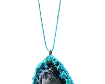 Handmade Beaded Southwest Horse Pendant