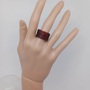 Handmade Leather Ring with Skull Motif Size 10.5