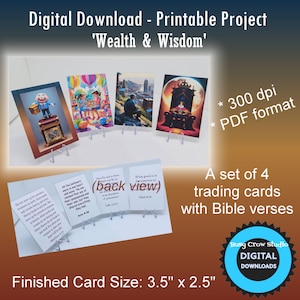 Conjunto de riqueza y sabiduría Tarjetas coleccionables de versículos bíblicos Efímera Descarga digital Proyecto imprimible