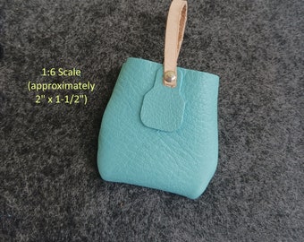 Soft Sky Blue Leather 1:6 Scale Doll Shopper Fashion Tote Bag