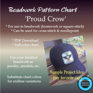 Proud Crow Bead Chart Instant PDF Download Cross Stitch Needlepoint