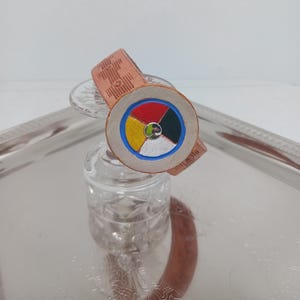 Handmade Leather Bracelet with Medicine Wheel Motif