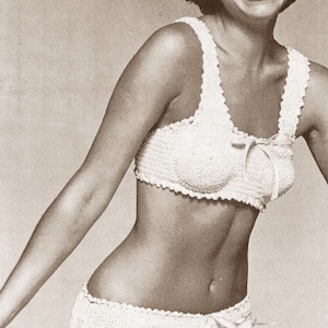 Vintage Crocheted Bikini Swimsuit Pattern Digital Download PDF