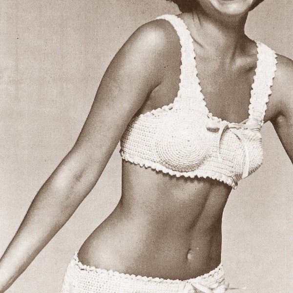 Vintage Crocheted Bikini Swimsuit Pattern Digital Download PDF