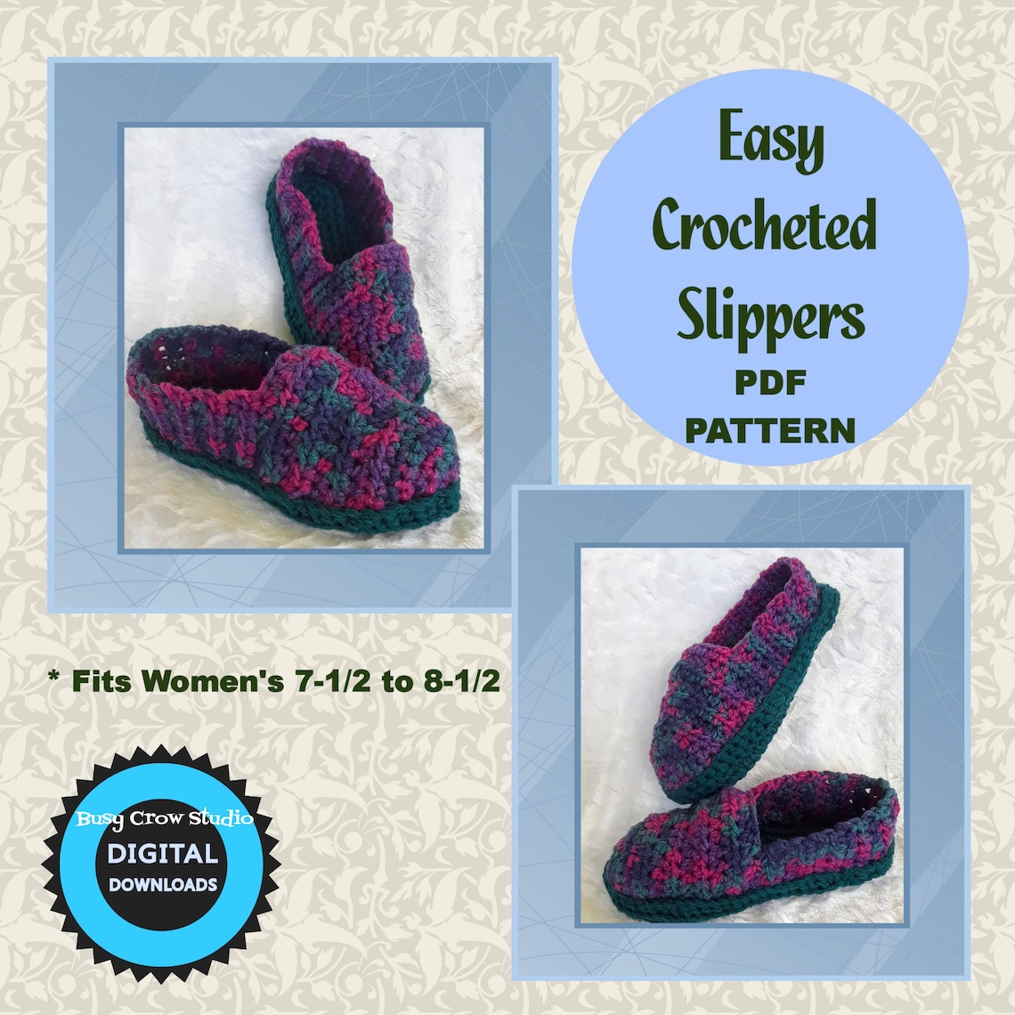Easy Crochet Slippers PDF Pattern Instant Download - Etsy