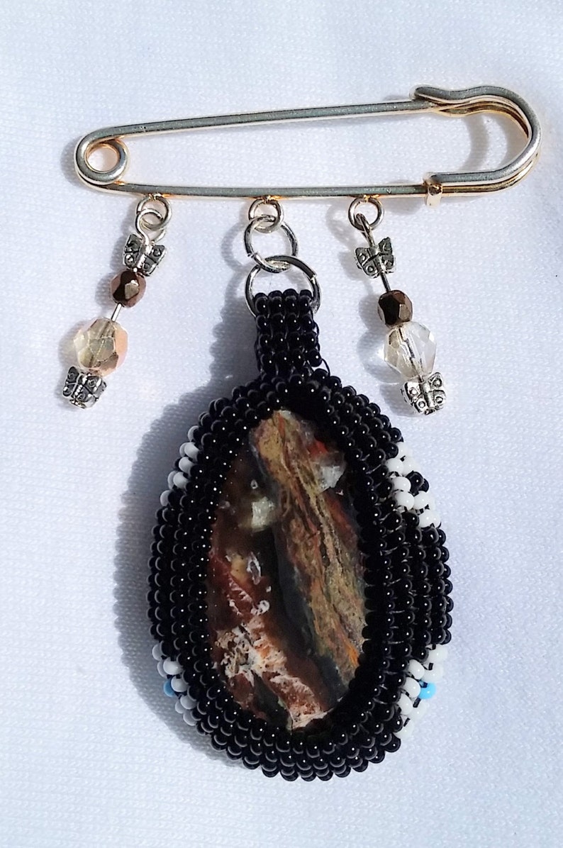 Handmade Beaded Stone Shawl and Sweater Pin