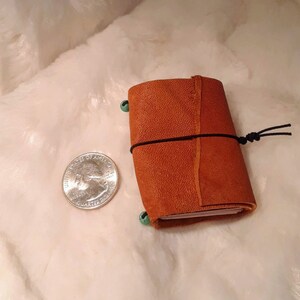 Micro Journal Notebook with Soft Brown Leather Wrap Cover and Two Inserts