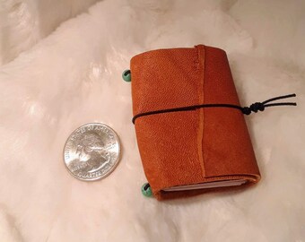 Micro Journal Notebook with Soft Brown Leather Wrap Cover and Two Inserts