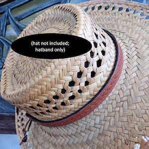 Handmade Western Embossed Leather Hatband Cowboy Cowgirl Boho Style
