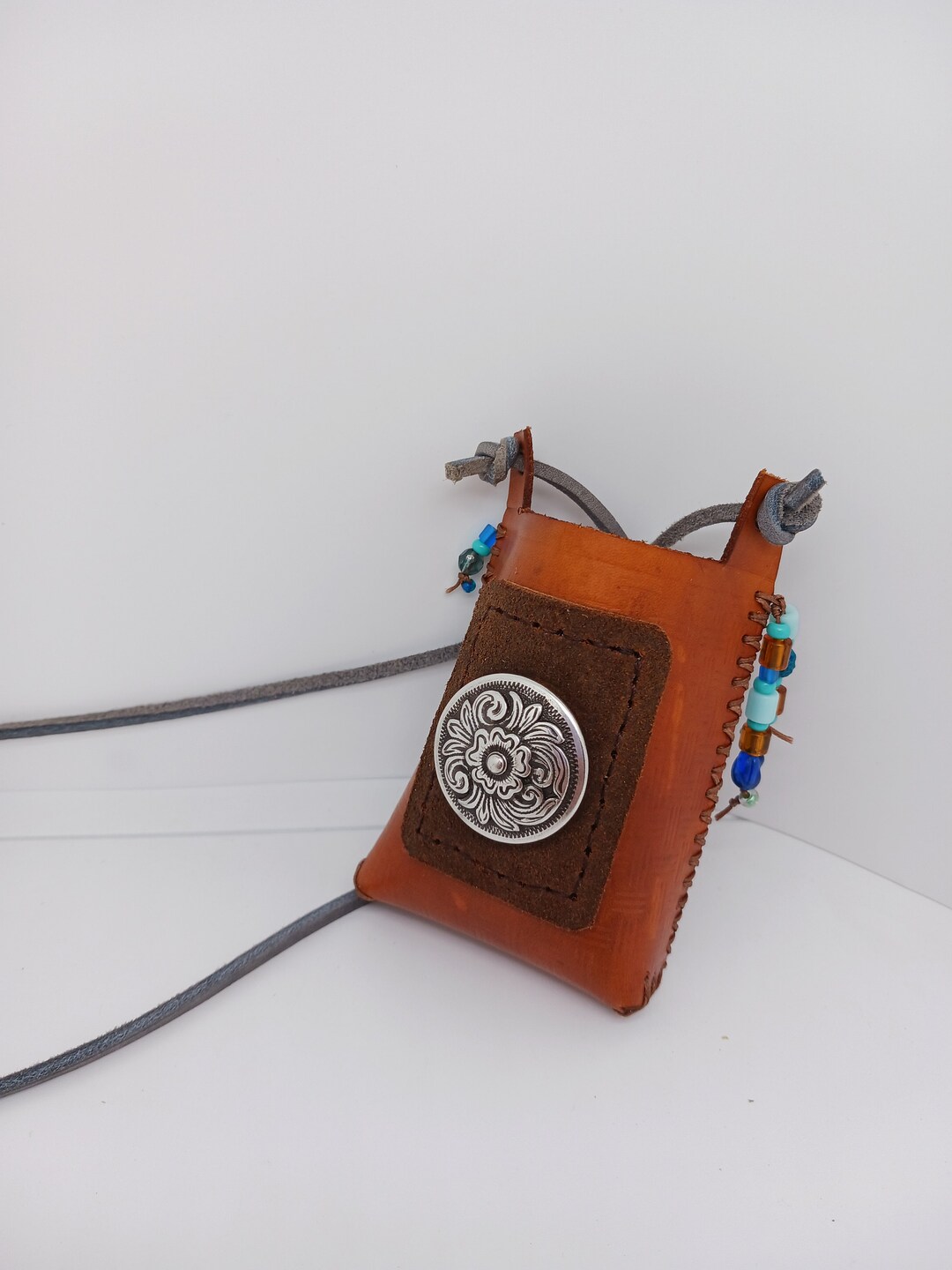 Handmade Western Leather Box Pouch Amulet Necklace Etsy