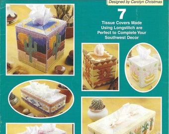 Southwest Tissue Box Covers for Plastic Canvas Needlepoint Pattern Book