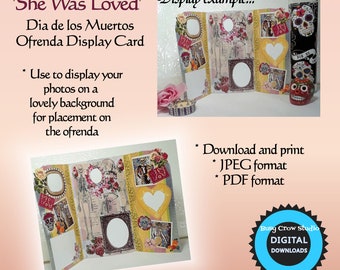 She Was Loved Dia de los Muertos Decor Ofrenda Altar Display Card