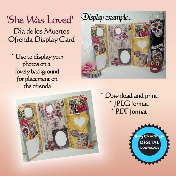 She Was Loved Dia de los Muertos Decor Ofrenda Altar Display Card