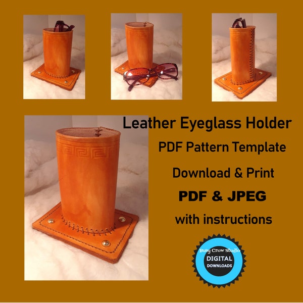 Leather Eyeglass Holder PDF Pattern Download Template