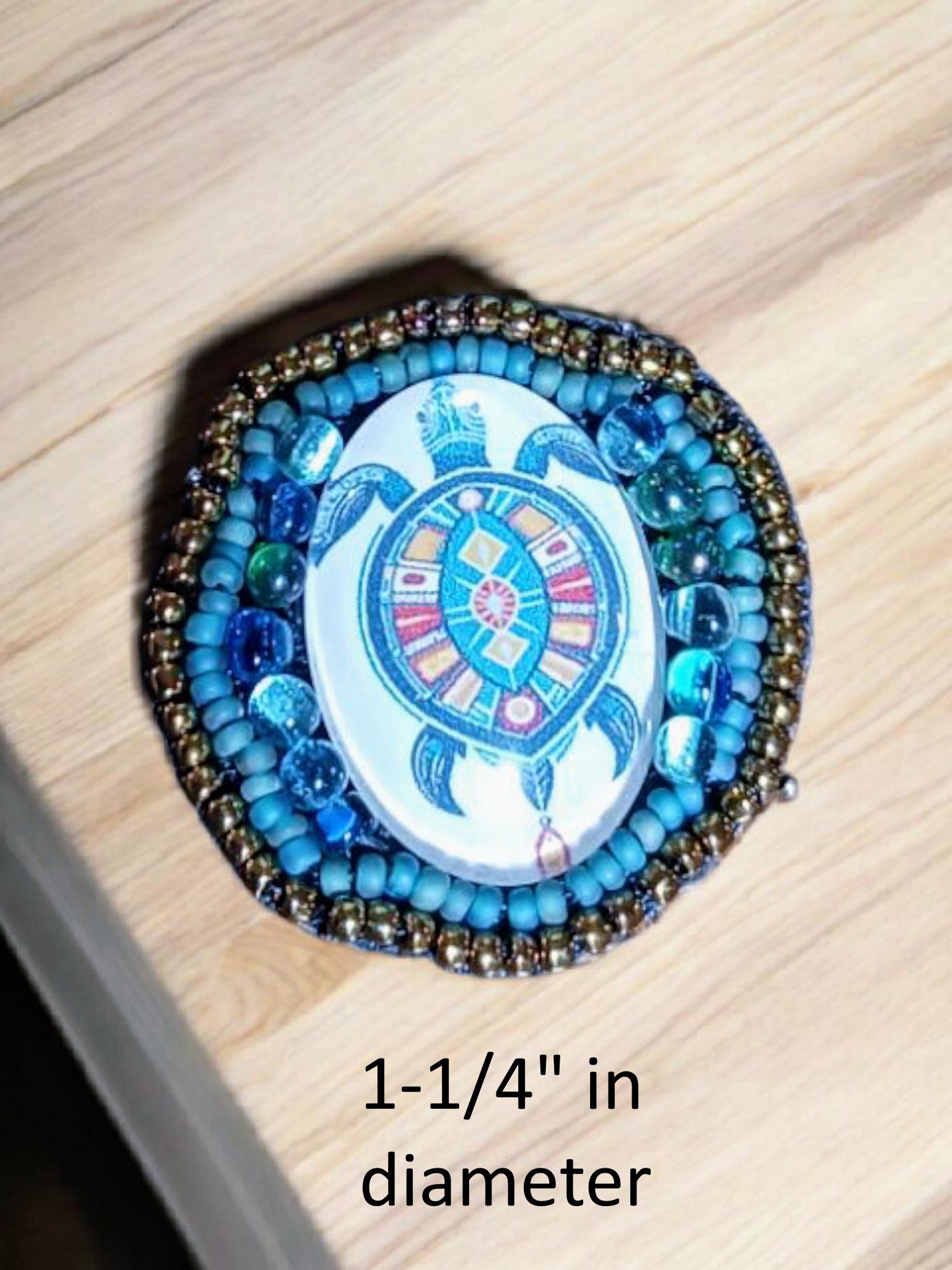 Handmade Beadwork Turtle Pin