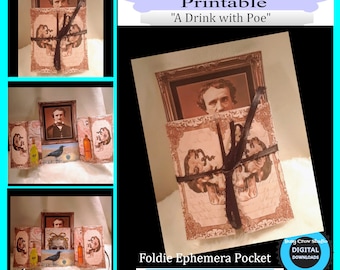 Edgar Allan Poe Foldie Pocket: Junk Journal Ephemera (Digital Download)