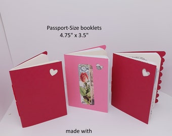 Set of 3 Passport Size Travel Blank Journal Book Refill From Recycled Papers Pink and Reds