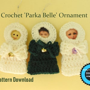 Parka Belle Ornament Digital Download Crochet Pattern Add Your Face Photo