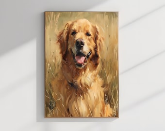 Golden Retriever Wall Art Framed Acrylic Orginal Art Printable Orginal Art Downloadable Rustic Home Decor Room Nature Wall Art Vintage Dog