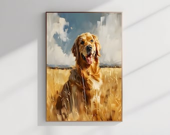 Golden Retriever Wall Art Framed Acrylic Orginal Art Printable Orginal Art Downloadable Rustic Home Decor Room Nature Wall Art Vintage Dog