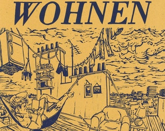 Linogravure "Schöner Wohnen 2" - Architecture - ville - toit