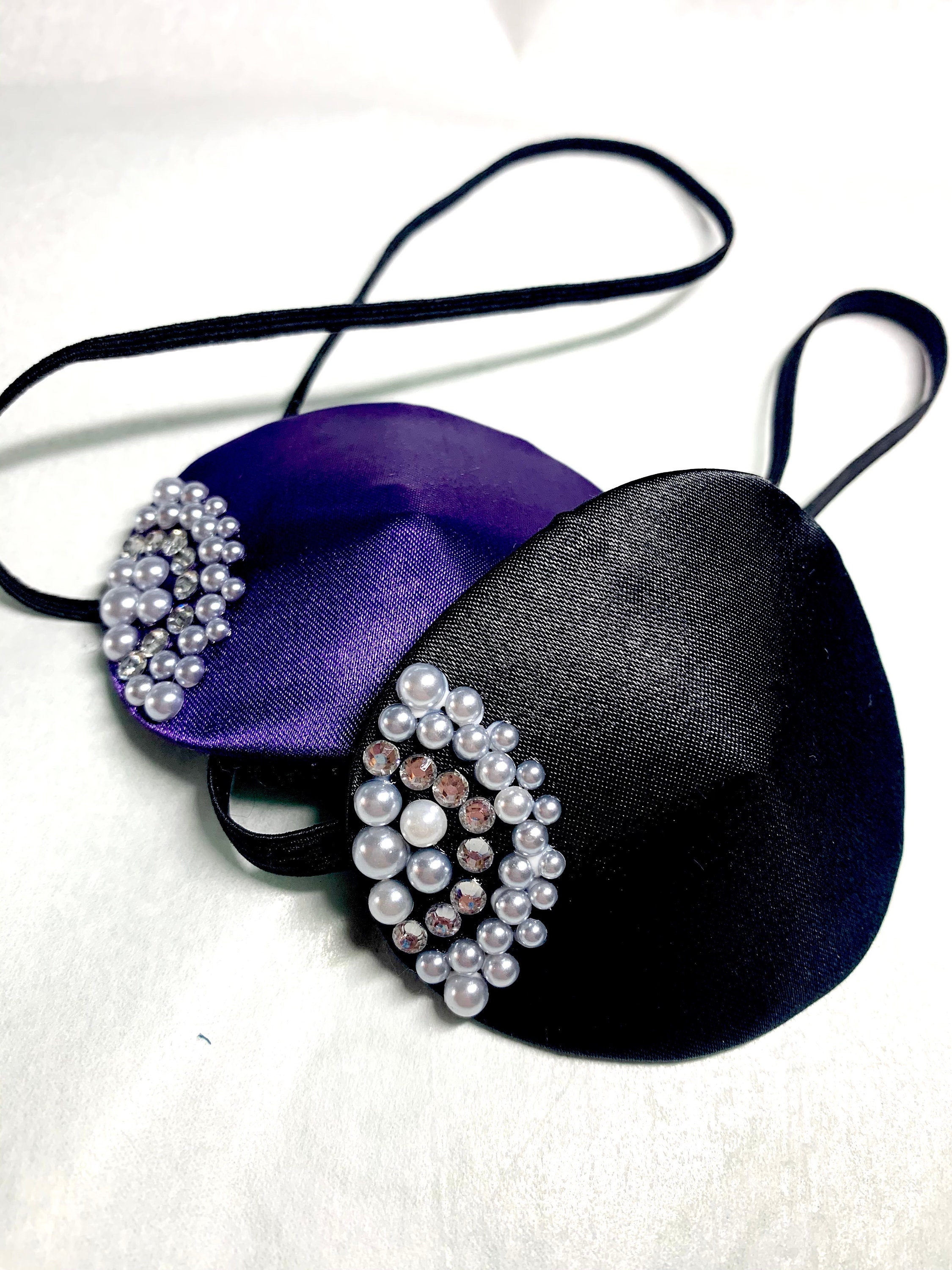 Eye Patch with Pearl & Rhinestone Embellishment
