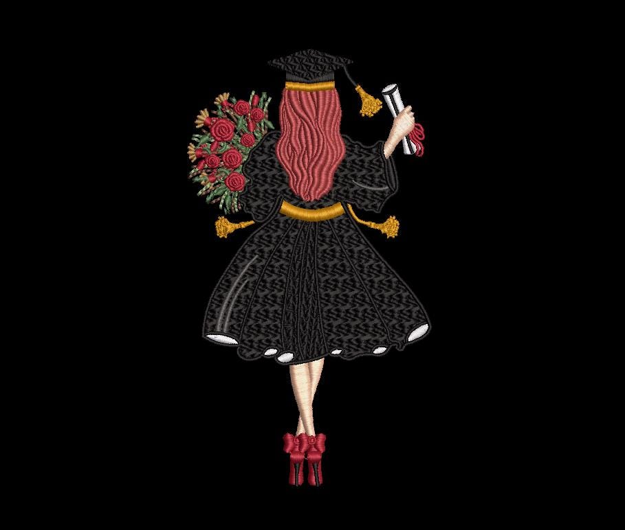 Graduation Embroidery Design Graduation Gurl 02 - 2 Designs - Etsy