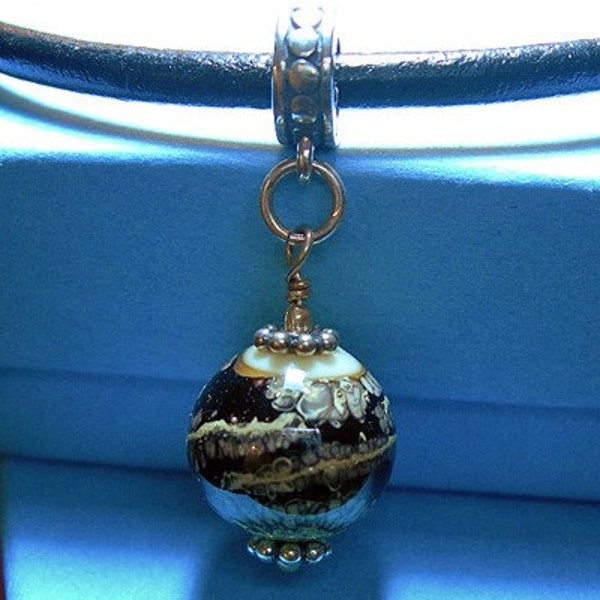 THE WEB European Bracelet Charm Sterling Silver, Lampwork 