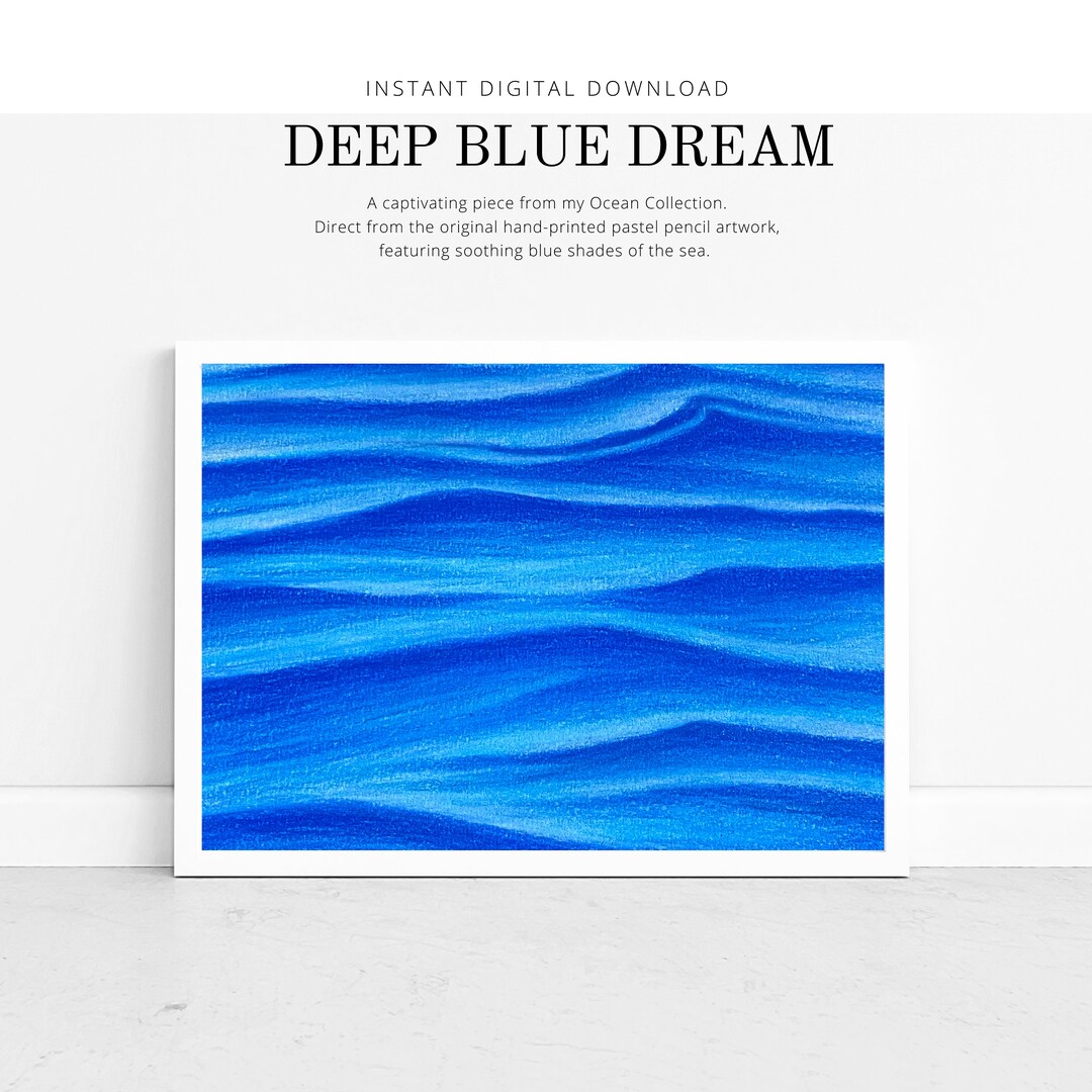 Pastel Pencil Painting, Deep Blue Dream,printable Ocean Arts, Printable