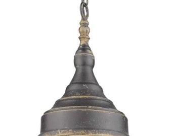 New Keating 1 Light 9 inch Antique Black Iron Mini Pendant Ceiling Light, Small