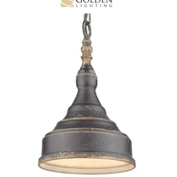 New Keating 1 Light 9 inch Antique Black Iron Mini Pendant Ceiling Light, Small