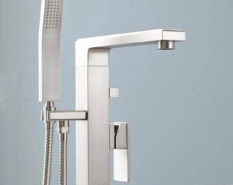 New Brushed Nickel Ryle Freestanding Tub Faucet and Hand Shower - Signature Hardware