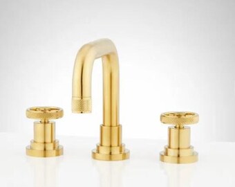 New Brushed Gold Hendrix Widespread Bathroom Faucet