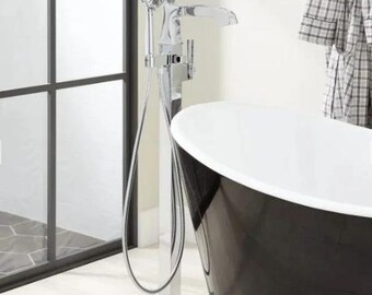 New Chrome Pinecrest Freestanding Tub Faucet with Hand Shower - Signature Hardware