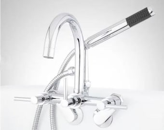 New Chrome Sebastian Tub Faucet and Hand Shower with Variable Centers and Lever Handles - Signature Hardware