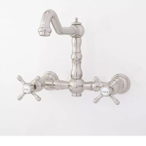 New Brushed Nickel Delilah Wall-Mount Faucet - Cross Handles by Signature Hardware