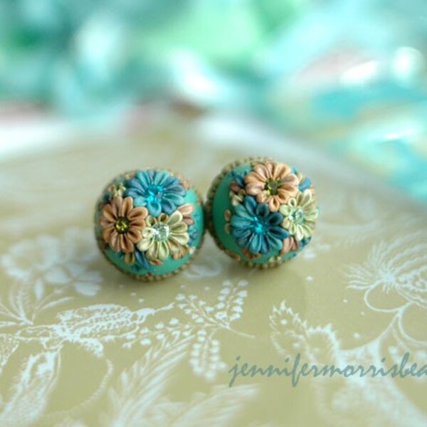 sweet aqua rain bouquet - retro bauble earrings