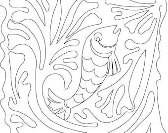 Fish-pantograph-Digital Quilting Pattern-Digital Download-zipped file-not for printing