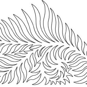 Puede incluir: Un dibujo en blanco y negro de un helecho con múltiples capas de hojas.