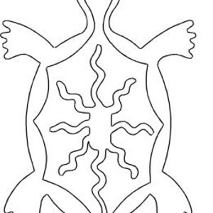 Pode incluir: Desenho de linha de uma tartaruga com um desenho de sol em sua carapaça.