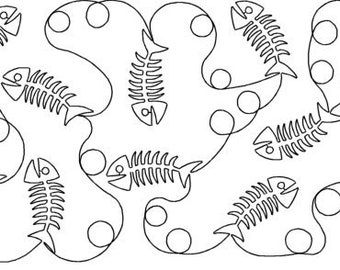 Fish Bones-pantograph-Digital Quilting Pattern for longarm machines-Digital Download-zipped file-not for printed