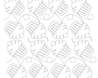Cupcake-pantograph-Digital Quilting Pattern for longarm machines-Digital Download-zipped file-not for printing