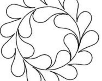 Kleiner gefiederter Kranz-Block-Motiv-Digital Quilting Pattern-Digital Download-gezippte Datei-nicht zum Drucken geeignet