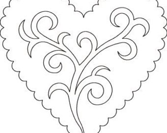 Fancy Heart-Motif-Digital Quilting Pattern-Digital Download-zipped file-not for printing