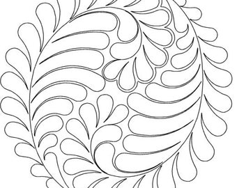 Ying Yang rund fjäder - Blockmotiv - Quiltmönster för långarmsmaskiner - Digital nedladdning - zippad fil - ej för utskrift
