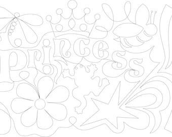 Princess-Pantograph-Digital Quilting Pattern for longarm machines-Digital Download-zipped file-not for printing
