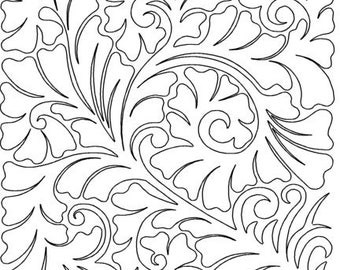 Flower Fern-Block-Digital Quilting Pattern for longarm machines-Digital Download-zipped file-not for printing