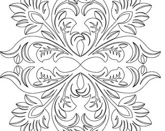 Tooled Leather-Block-Motif-Quilting Pattern for longarm machines-Digital Download-zipped file-not for printing